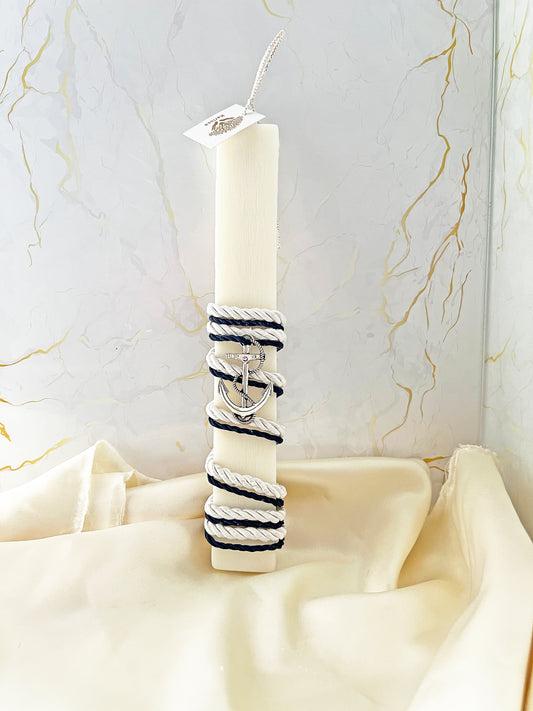 Ανδρική Χειροποίητη Αρωματική Φυτική Λαμπάδα 2026 – Nautical Anchor | HarissaLuxury