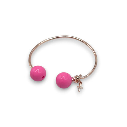 Μαρτυρικό Βάπτισης "Rosé Pearl Cross" – Χειροπέδα με Ροζ Πέρλες & Σταυρουδάκι