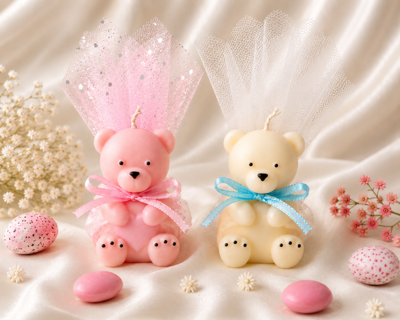 Μπομπονιέρα "Little Teddy" – Χειροποίητο Αρωματικό Φυτικό Κερί Αρκουδάκι