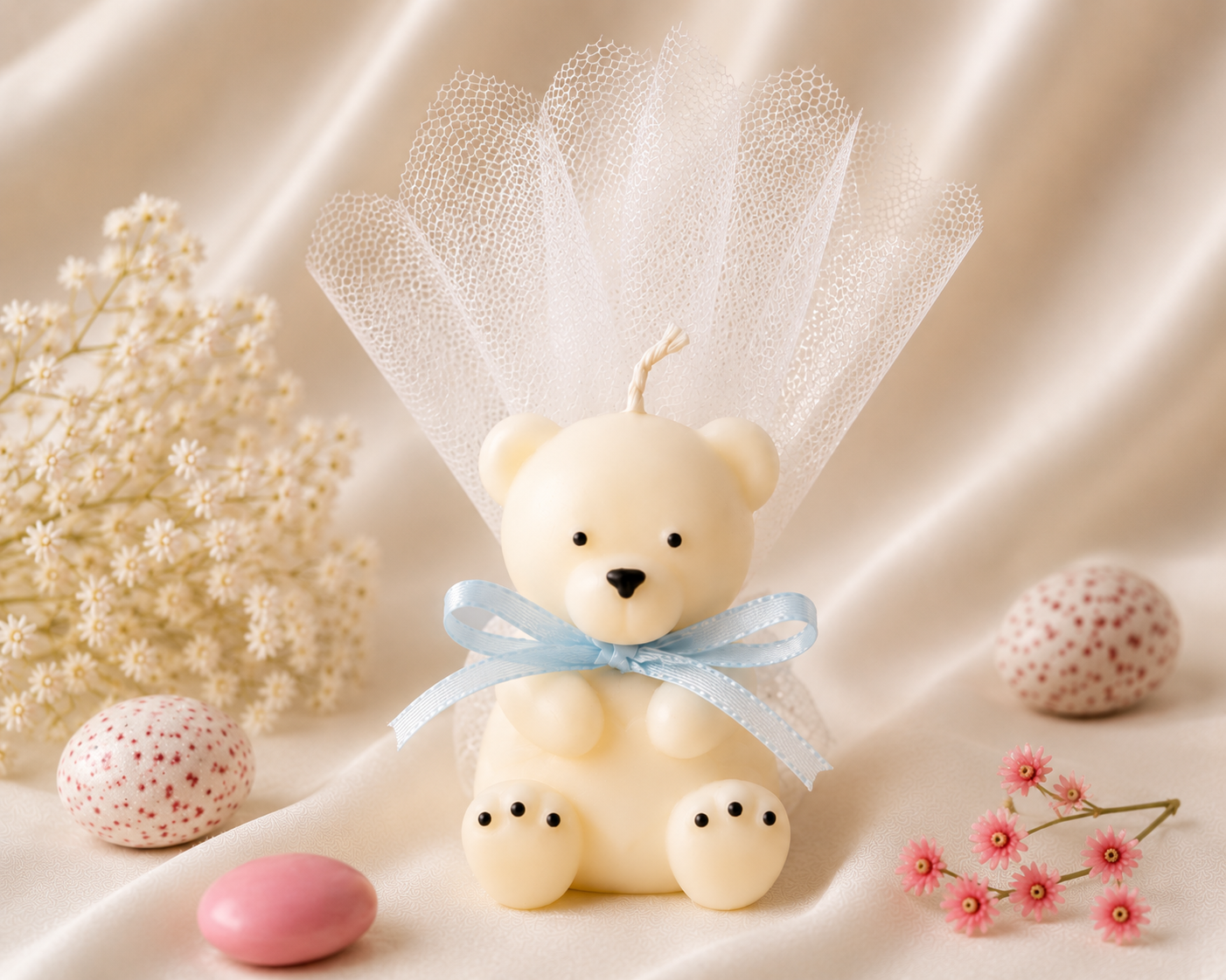 Μπομπονιέρα "Little Teddy" – Χειροποίητο Αρωματικό Φυτικό Κερί Αρκουδάκι