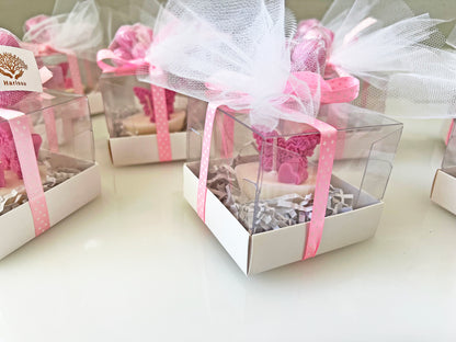 Πολυτελής Μπομπονιέρα “Πεταλούδα” – Χειροποίητο Κερί για Βάπτιση (Ροζ Luxury Δέσιμο)