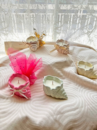 Μπομπονιέρα Luxury – Πορσελάνινο Κοχύλι με Φυτικό Κερί Σόγιας