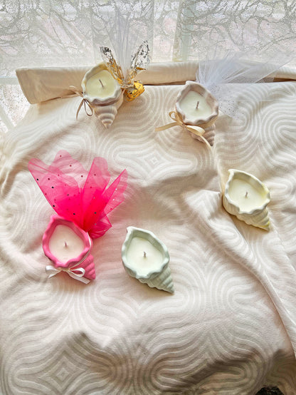 Μπομπονιέρα Luxury – Πορσελάνινο Κοχύλι με Φυτικό Κερί Σόγιας