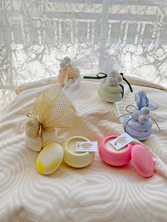 Πορσελάνινο Macaron με Φυτικό Κερί Σόγιας – Luxury Μπομπονιέρα Harissa