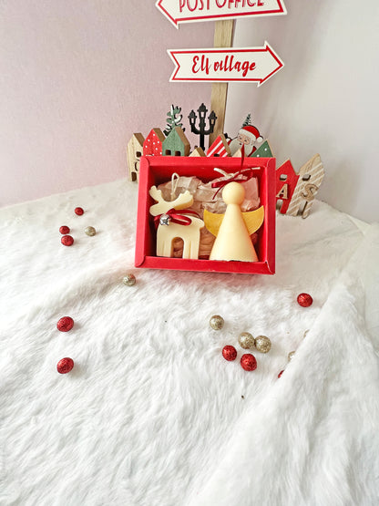 Πολυτελές Οικονομικό Γιορτινό Gift Box Αρωματικά Φυτικα Κεριά