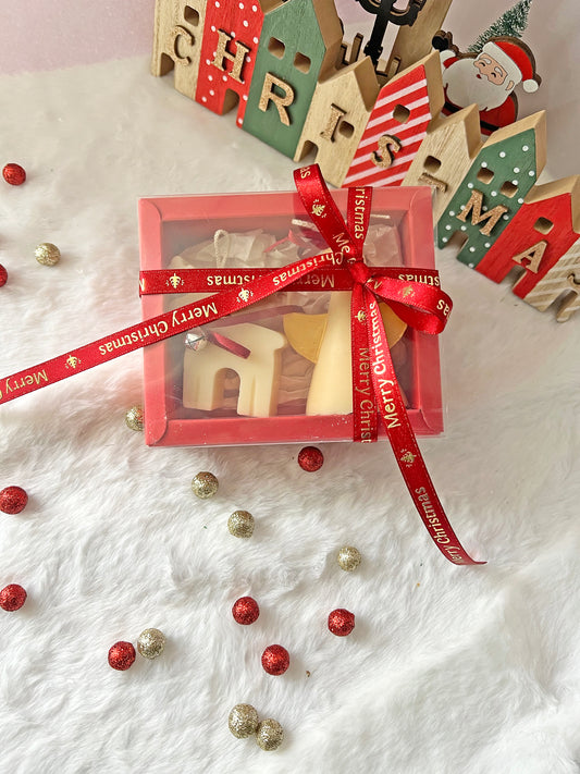 Πολυτελές Οικονομικό Γιορτινό Gift Box Αρωματικά Φυτικα Κεριά