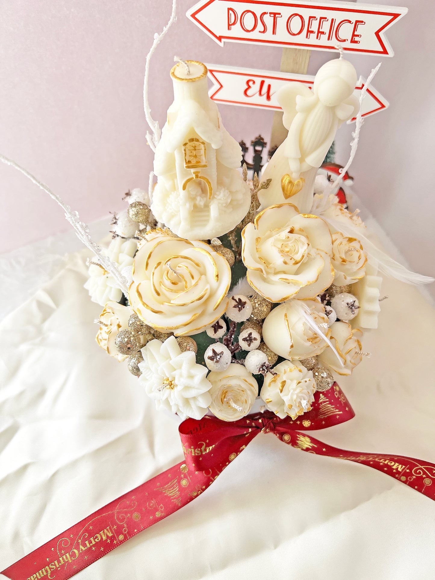 Christmas Floral Candle Box – Luxury Αρωματική Σύνθεση από Φυτικό Κερί