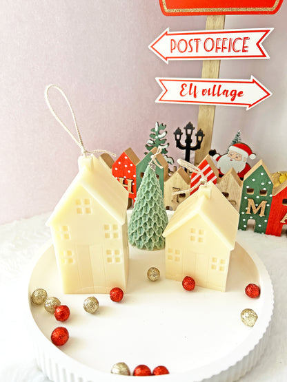 Luxury Village Houses -Χριστουγεννιάτικα Σπιτάκια– Φυτικά Διακοσμητικά Χριστουγεννιάτικα Κεριά