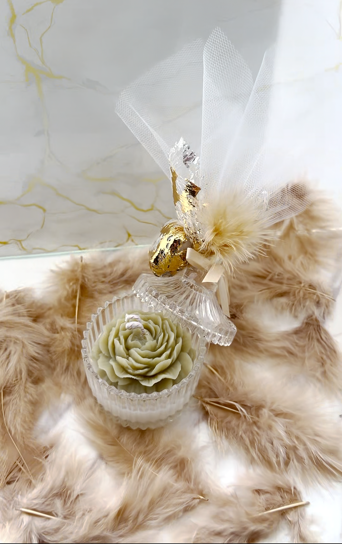 Μπομπονιέρα Luxury – Φοντανιέρα με Παιώνια