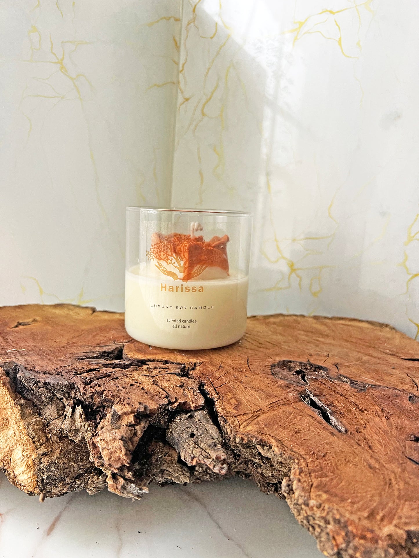 Gilded Bloom – Heart Rose Soy Candle