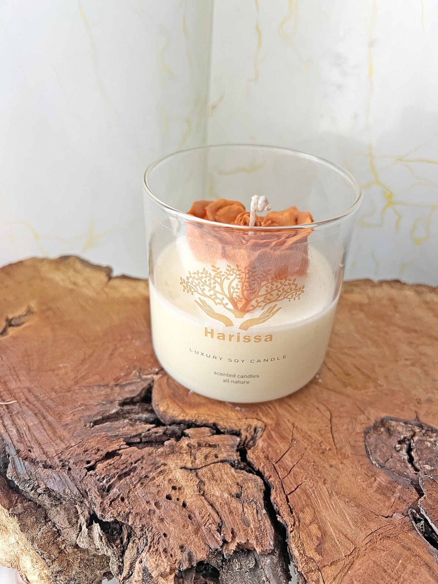 Gilded Bloom – Heart Rose Soy Candle