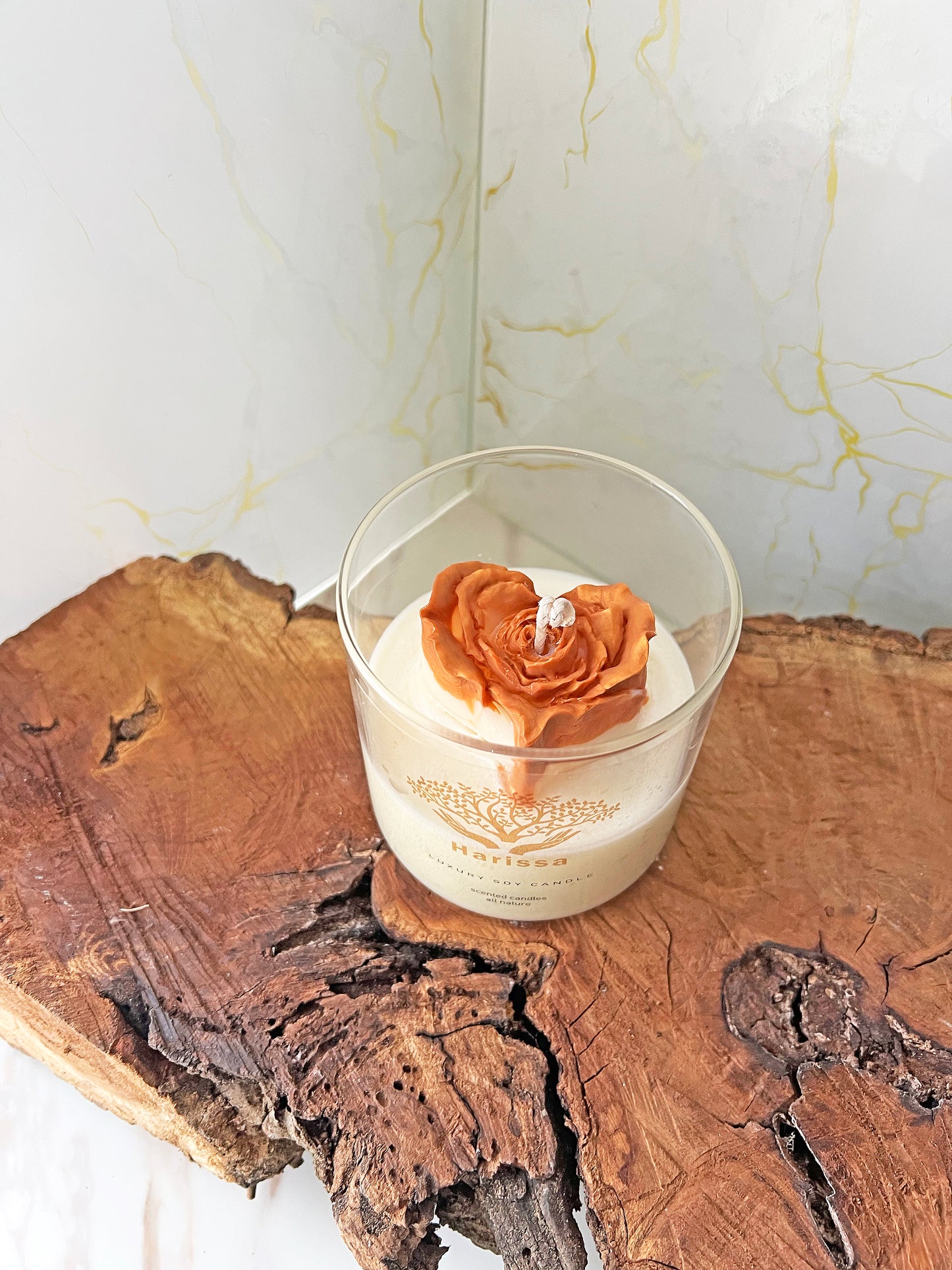Gilded Bloom – Heart Rose Soy Candle
