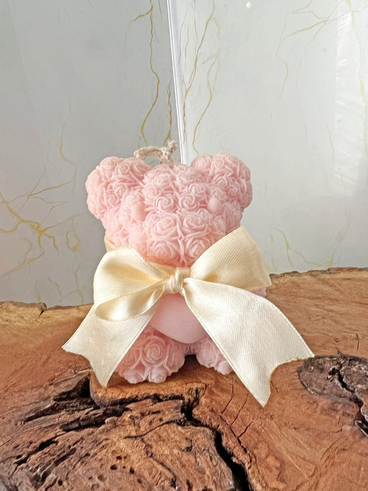 Rose Teddy – Διακοσμητικό Φυτικό Αρωματικό Κερί Αρκουδάκι με Καρδιά
