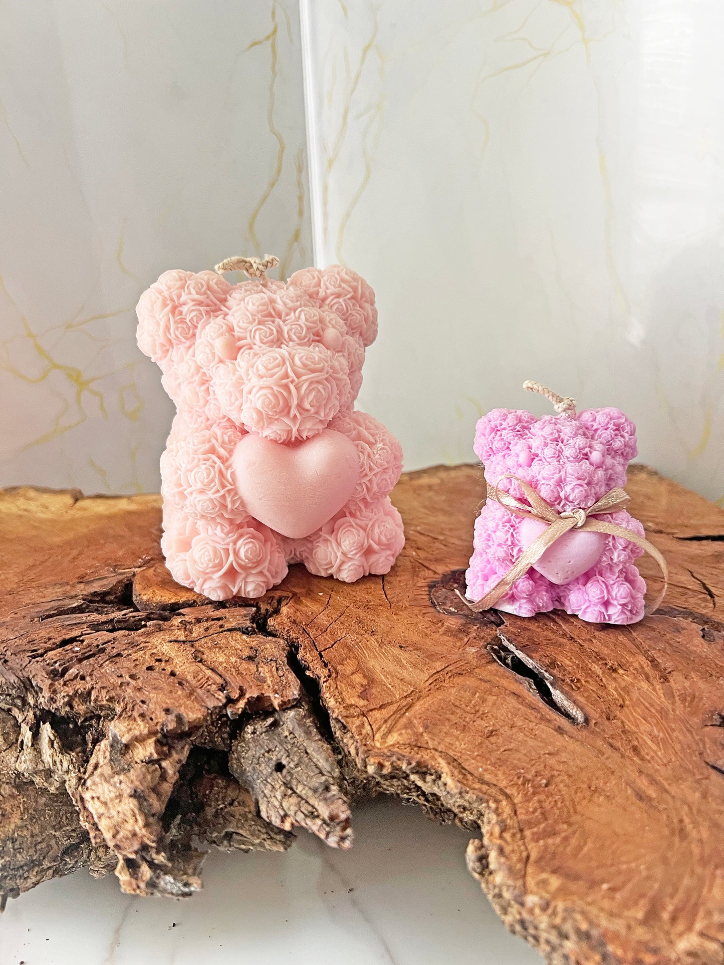 Rose Teddy – Διακοσμητικό Φυτικό Αρωματικό Κερί Αρκουδάκι με Καρδιά