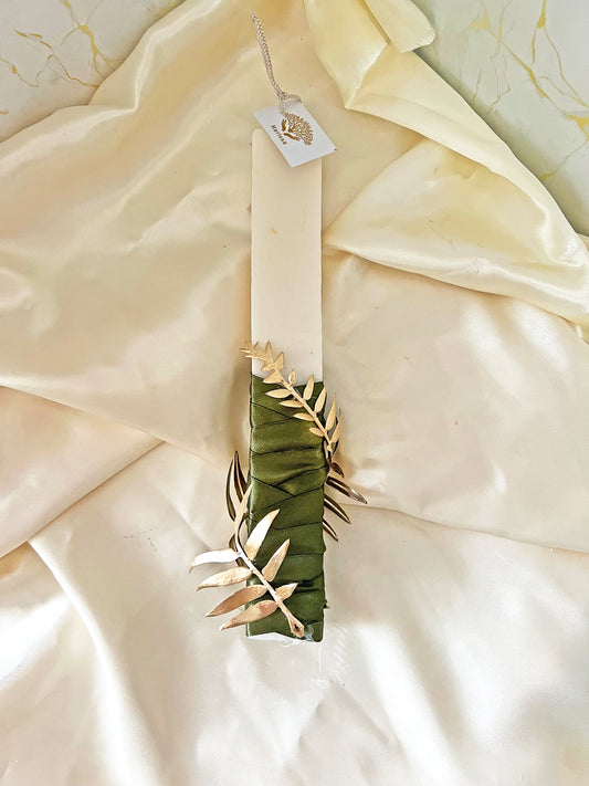 Minimal Olive Πασχαλινή Λαμπάδα 2026 – Χειροποίητη Αρωματική Φυτική