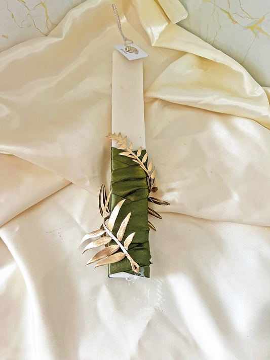 Minimal Olive Πασχαλινή Λαμπάδα 2026 – Χειροποίητη Αρωματική Φυτική