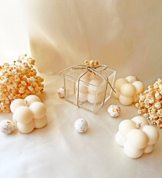 Μπομπονιέρα "Bubble Cube" – Χειροποίητο Φυτικό Αρωματικό Κερί